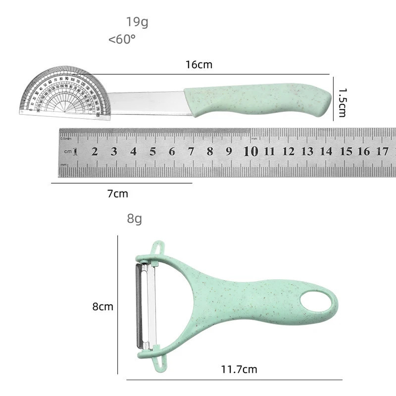 Stainless Steel Cutter Set Three Piece Set Wheat Straw Chopping Board Fruit Knife Peeler Combined Kitchen Tools