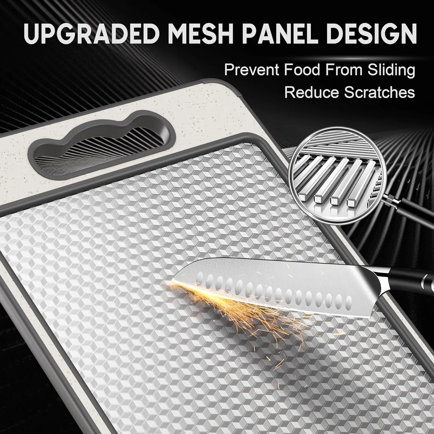 Stainless Steel Cutting Board Double Sided Chopping Board for Kitchen Scratch Resistant Anti-Slip Silicone Edges