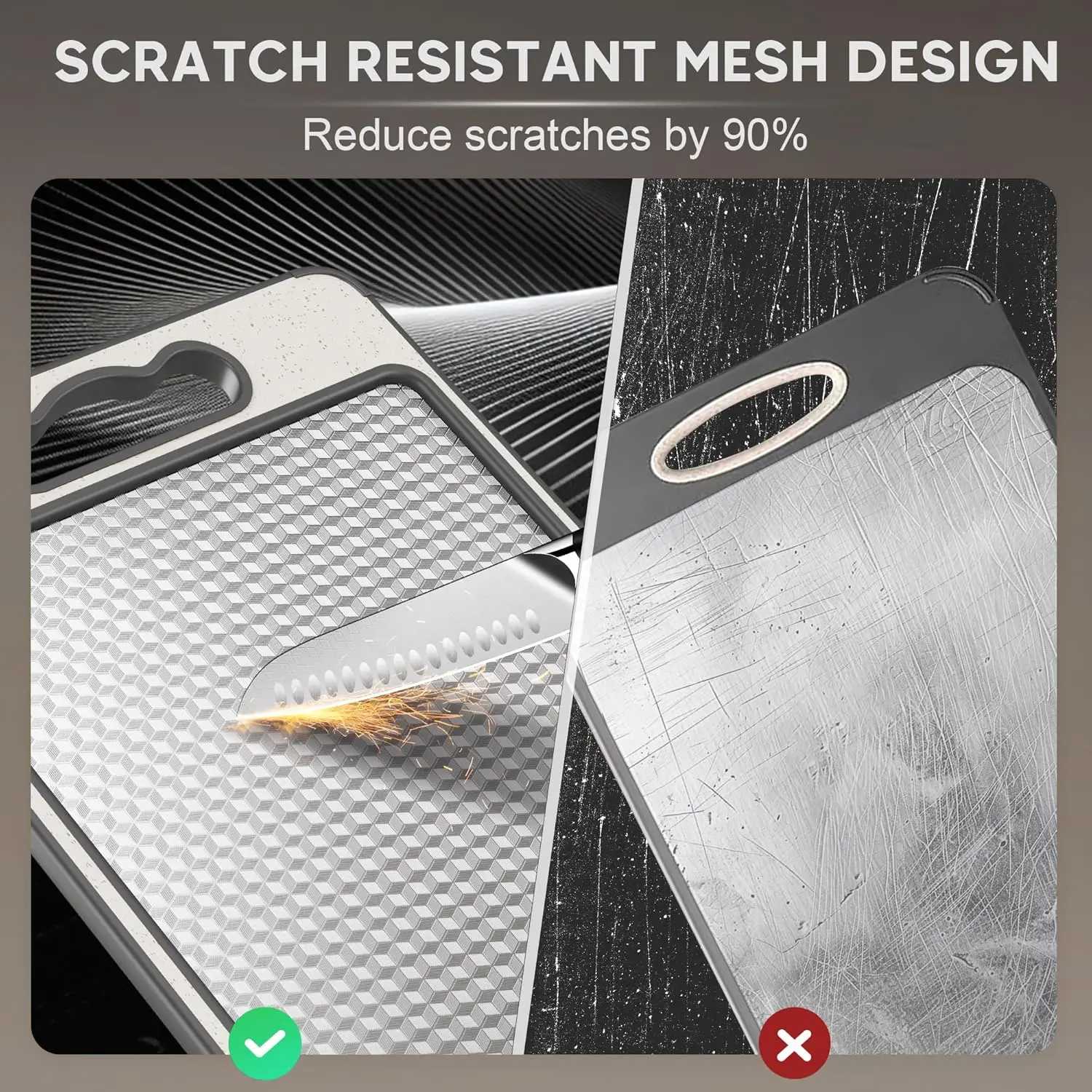 Stainless Steel Cutting Board Double Sided Chopping Board for Kitchen Scratch Resistant Anti-Slip Silicone Edges