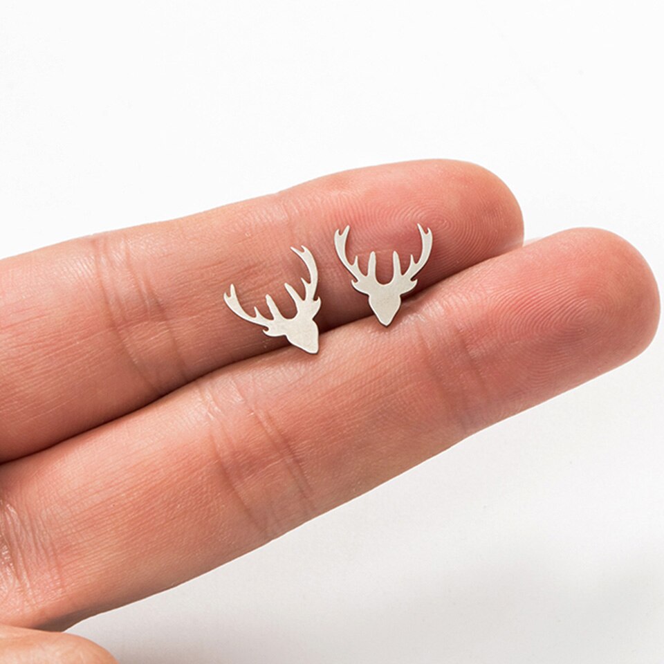 Stainless Steel Deer Earrings (1 Pair)
