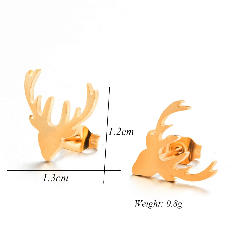 Stainless Steel Deer Earrings (1 Pair)