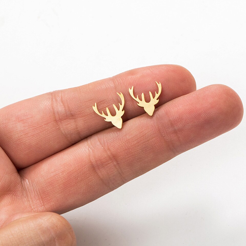 Stainless Steel Deer Earrings (1 Pair)