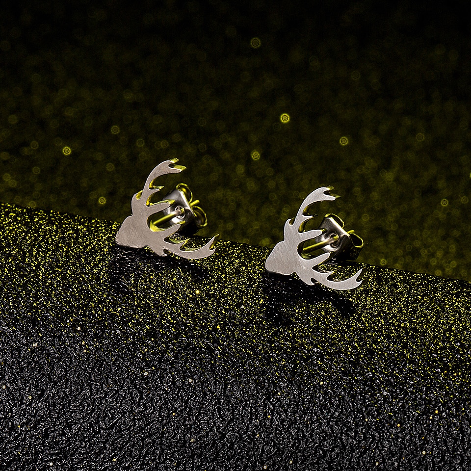 Stainless Steel Deer Earrings (1 Pair)