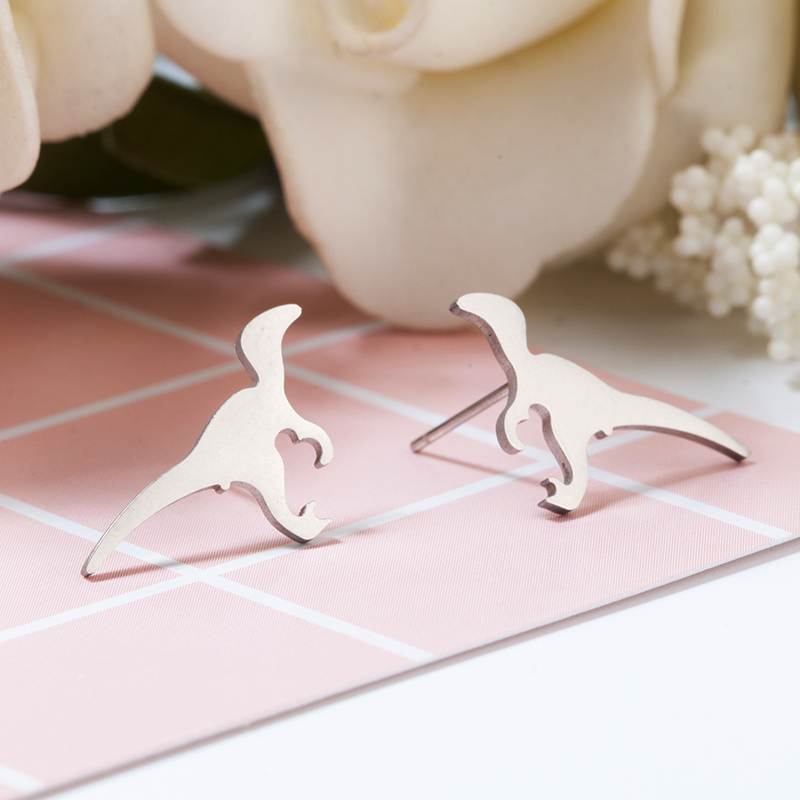 Stainless Steel Dinosaur Stud Earrings