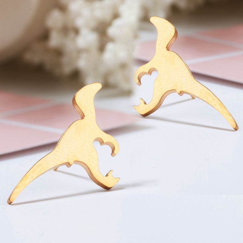 Stainless Steel Dinosaur Stud Earrings