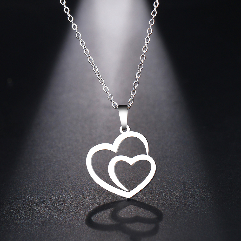 Stainless Steel Double Heart Necklace