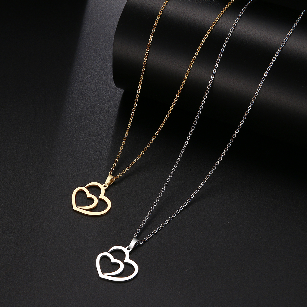 Stainless Steel Double Heart Necklace