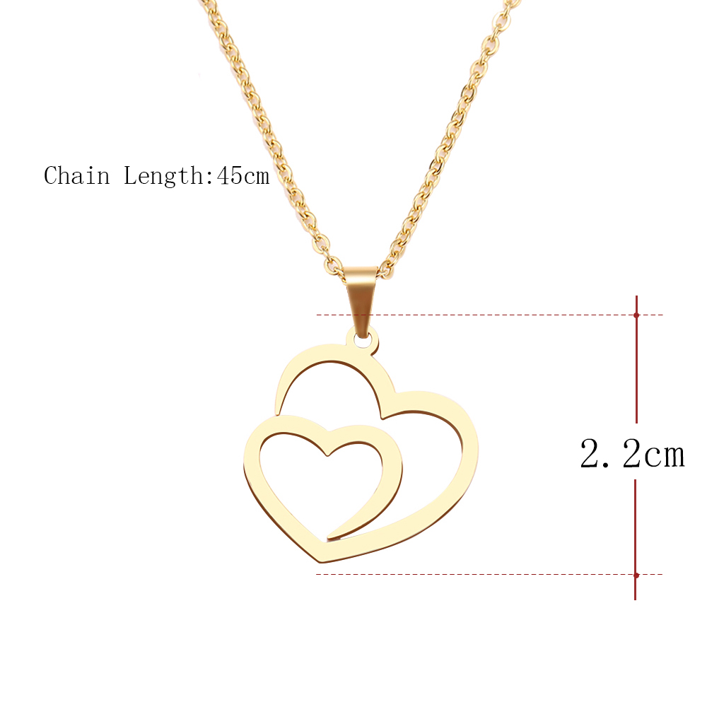 Stainless Steel Double Heart Necklace