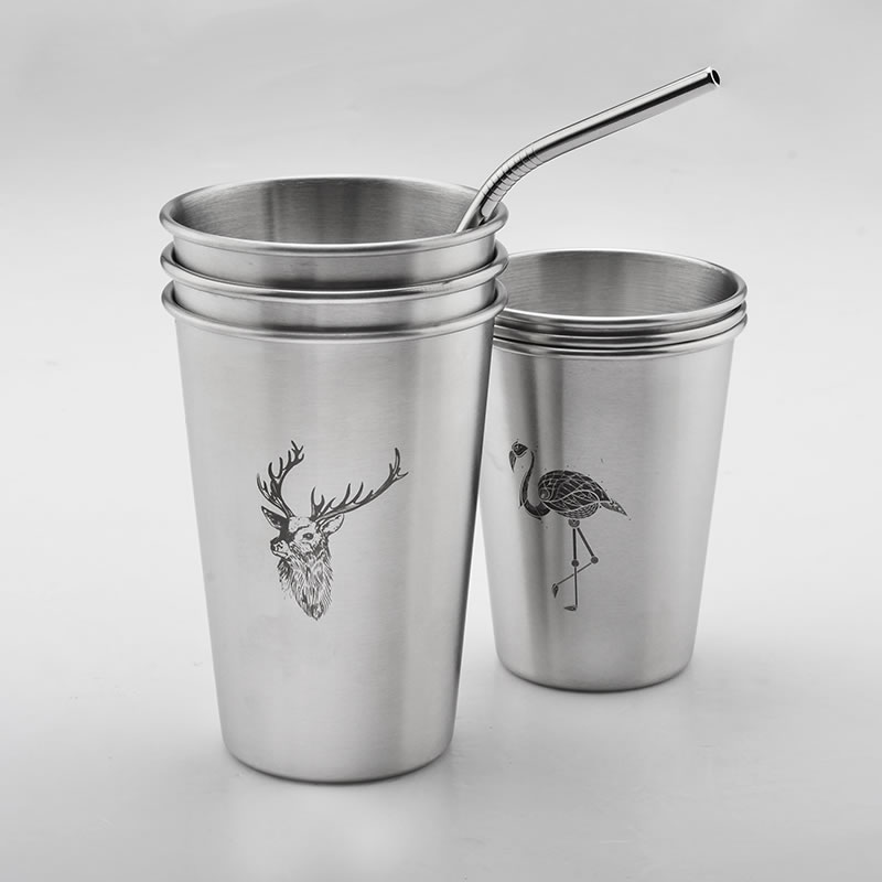Stainless Steel Drinking Glass Cup with Straw Stainless Steel Drinking Glass Cup with Straw