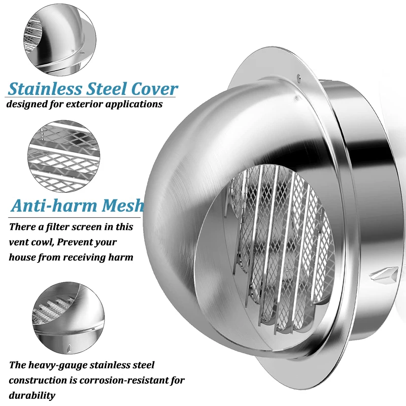 Stainless Steel Ducting Ventilation Exhaust Grille Cover for Wall Ceiling Anti-bird And Rat Prevent Air Vent Heating