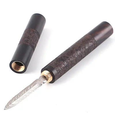 Stainless Steel Ebony Chinese Puer Tea Needle Cutter Damascus Tea Knife Stainless Steel Ebony Chinese Puer Tea Needle Cutter Damascus Tea Knife