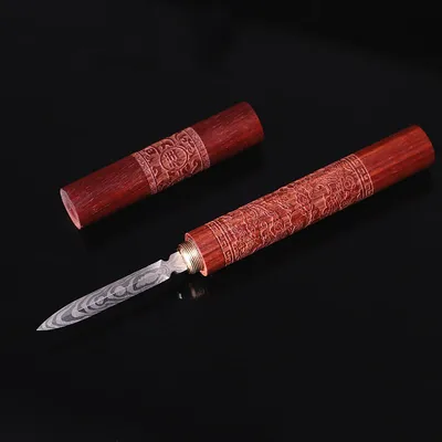 Stainless Steel Ebony Chinese Puer Tea Needle Cutter Damascus Tea Knife Stainless Steel Ebony Chinese Puer Tea Needle Cutter Damascus Tea Knife
