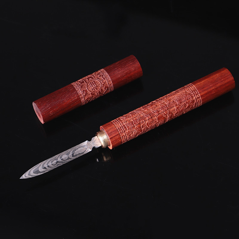 Stainless Steel Ebony Chinese Puer Tea Needle Cutter Damascus Tea Knife Stainless Steel Ebony Chinese Puer Tea Needle Cutter Damascus Tea Knife