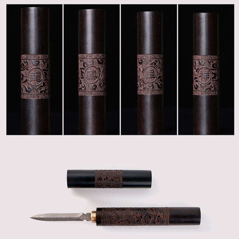 Stainless Steel Ebony Chinese Puer Tea Needle Cutter Damascus Tea Knife Stainless Steel Ebony Chinese Puer Tea Needle Cutter Damascus Tea Knife