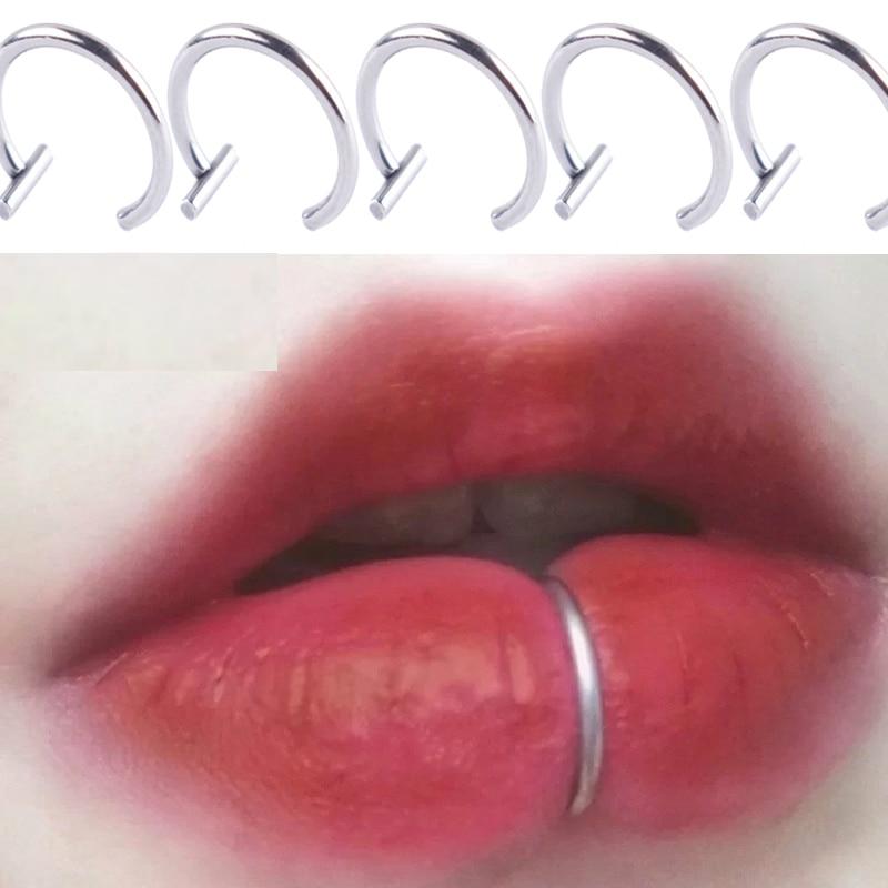 Stainless Steel Fake Lip Rings (5pcs)
