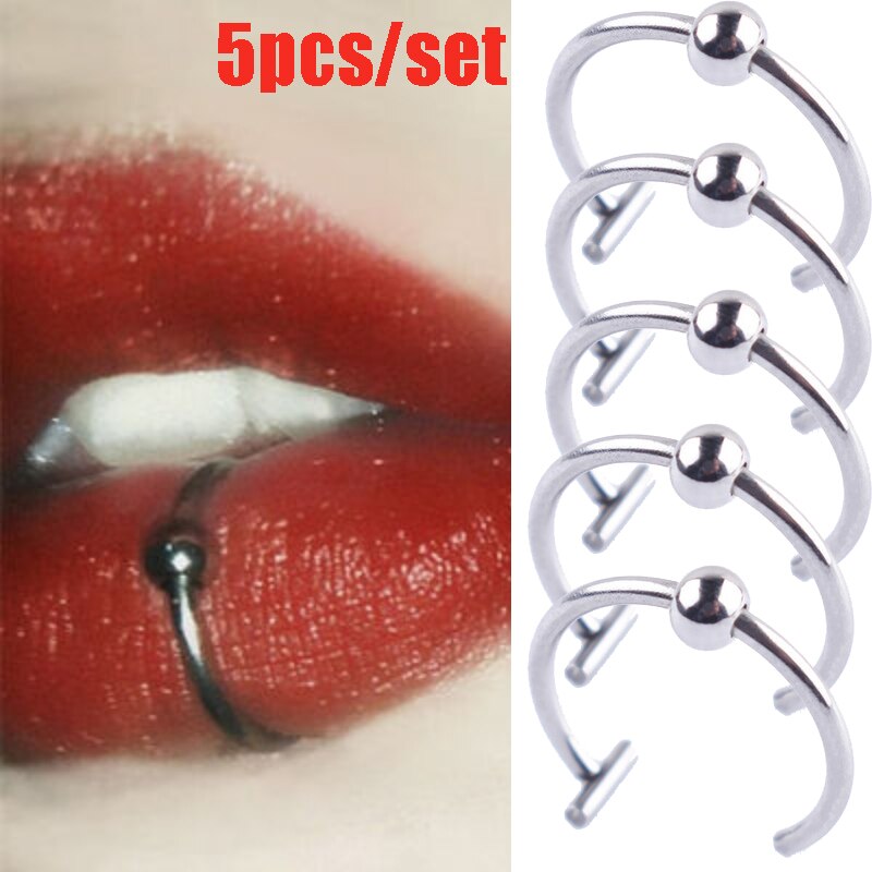 Stainless Steel Fake Lip Rings (5pcs) Stainless Steel Fake Lip Rings (5pcs)