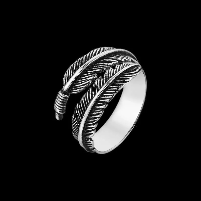 Stainless Steel Feather Ring