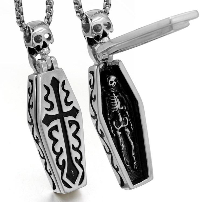 Stainless Steel Gothic Coffin Necklace