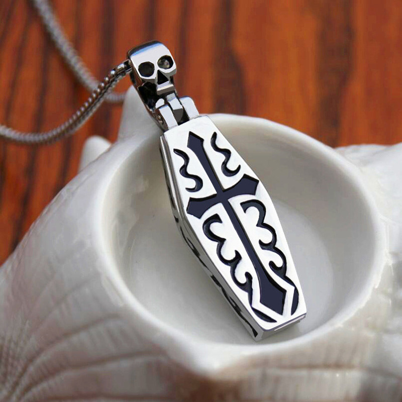 Stainless Steel Gothic Coffin Necklace