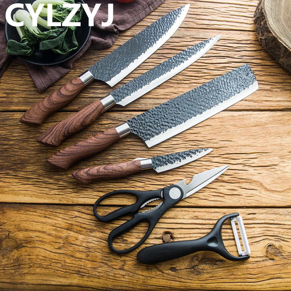 Stainless Steel Kitchen Knives Set Tools Forged Kitchen Knife Scissors Ceramic Peeler Chef Slicer Nakiri Paring Knife Stainless Steel Kitchen Knives Set Tools Forged Kitchen Knife Scissors Ceramic Peeler Chef Slicer Nakiri Paring Knife