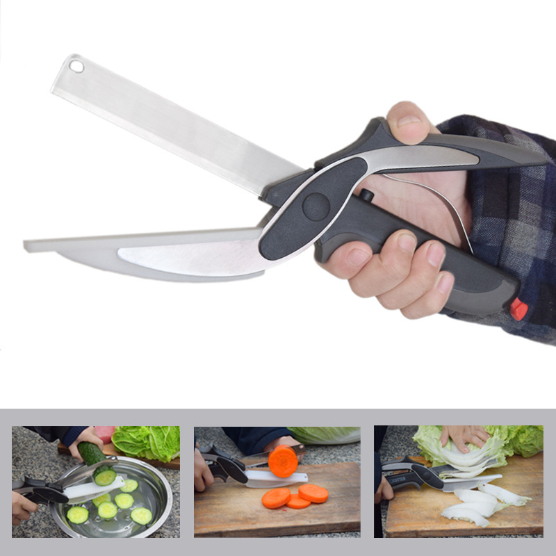 Stainless Steel Kitchen Scissors 2 In 1 Cutting Board Chopper Fruit Vegetable Multifunctional Stainless Steel Kitchen Scissors 2 In 1 Cutting Board Chopper Fruit Vegetable Multifunctional
