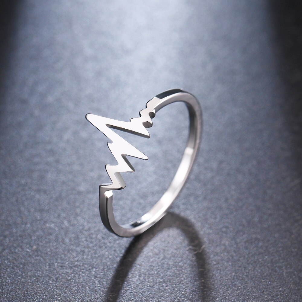 Stainless Steel Ladies Heartbeat Ring Stainless Steel Ladies Heartbeat Ring