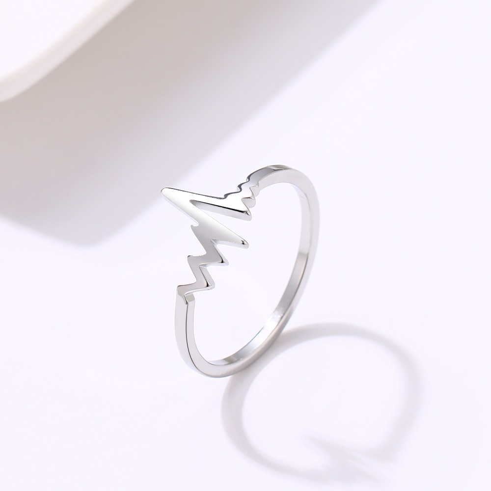Stainless Steel Ladies Heartbeat Ring Stainless Steel Ladies Heartbeat Ring