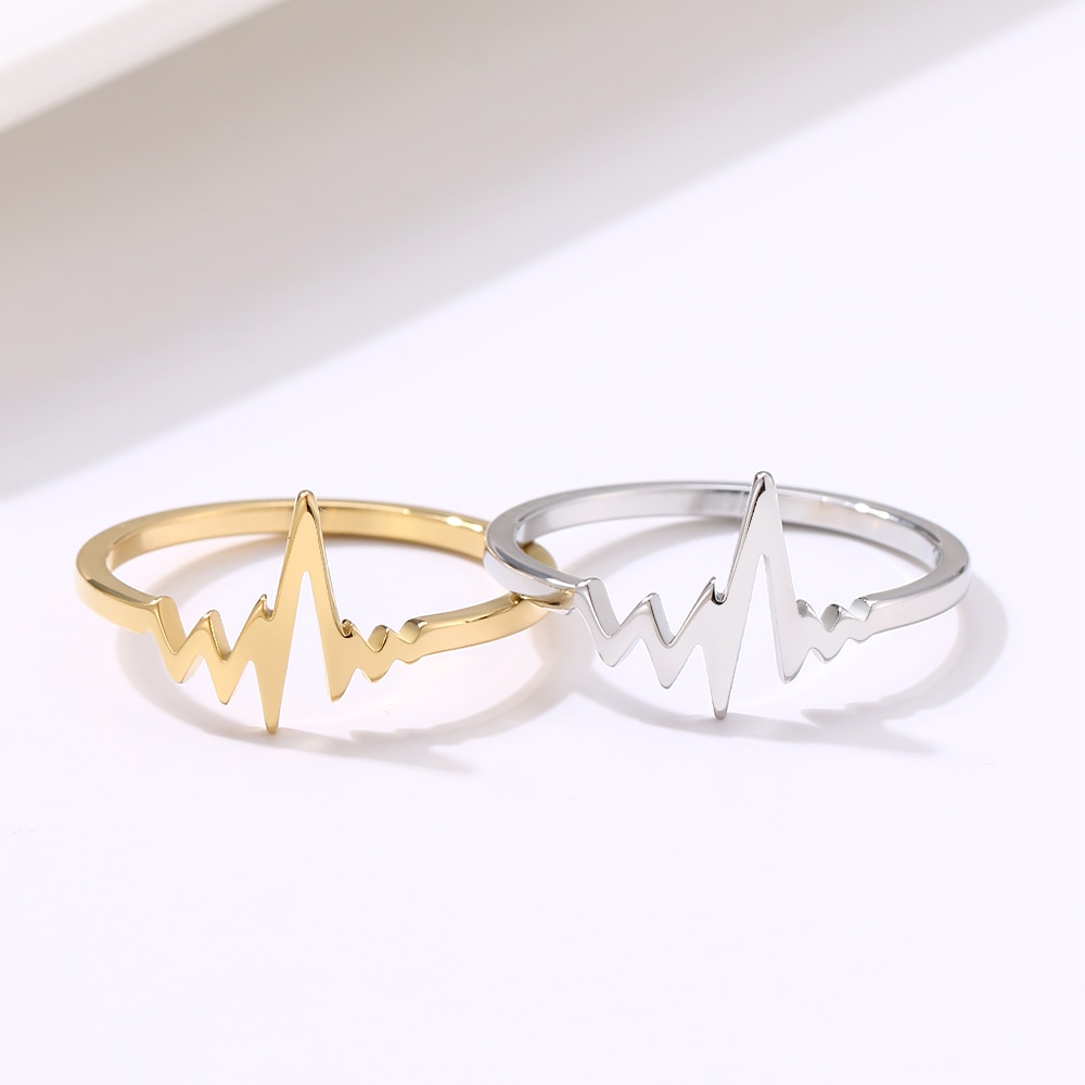 Stainless Steel Ladies Heartbeat Ring Stainless Steel Ladies Heartbeat Ring