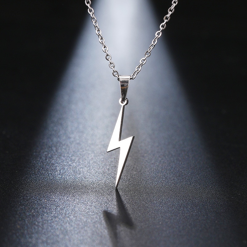 Stainless Steel Lightning Bolt Necklace
