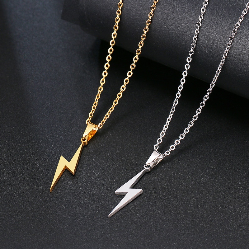 Stainless Steel Lightning Bolt Necklace