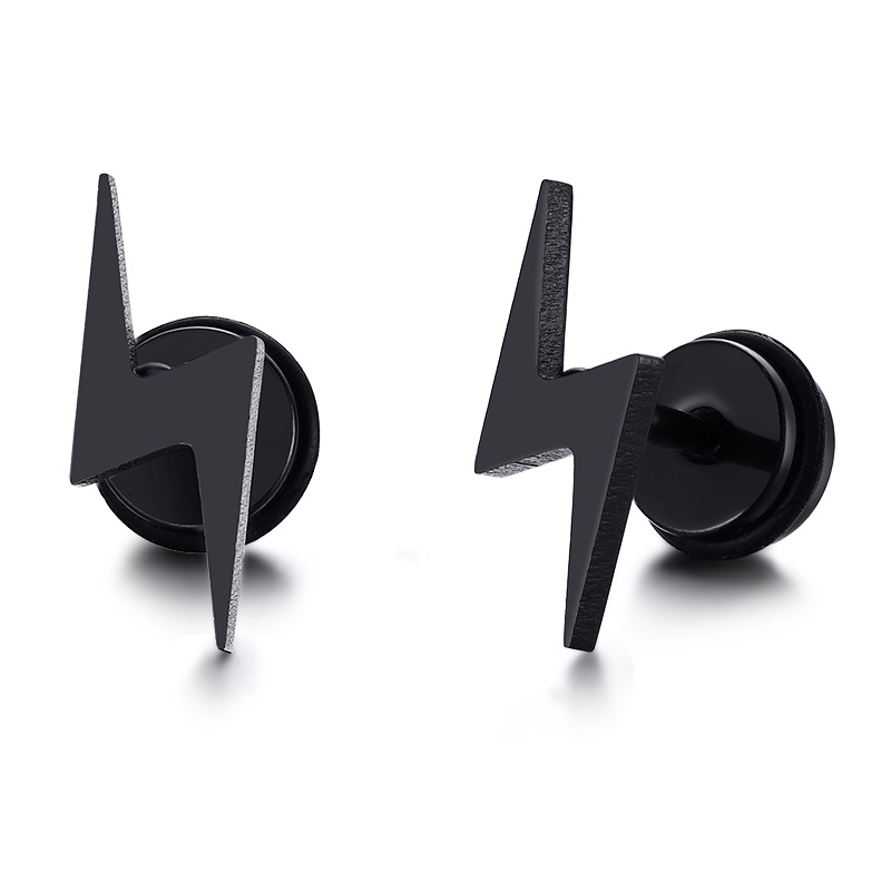 Stainless Steel Lightning Bolt Stud Earrings