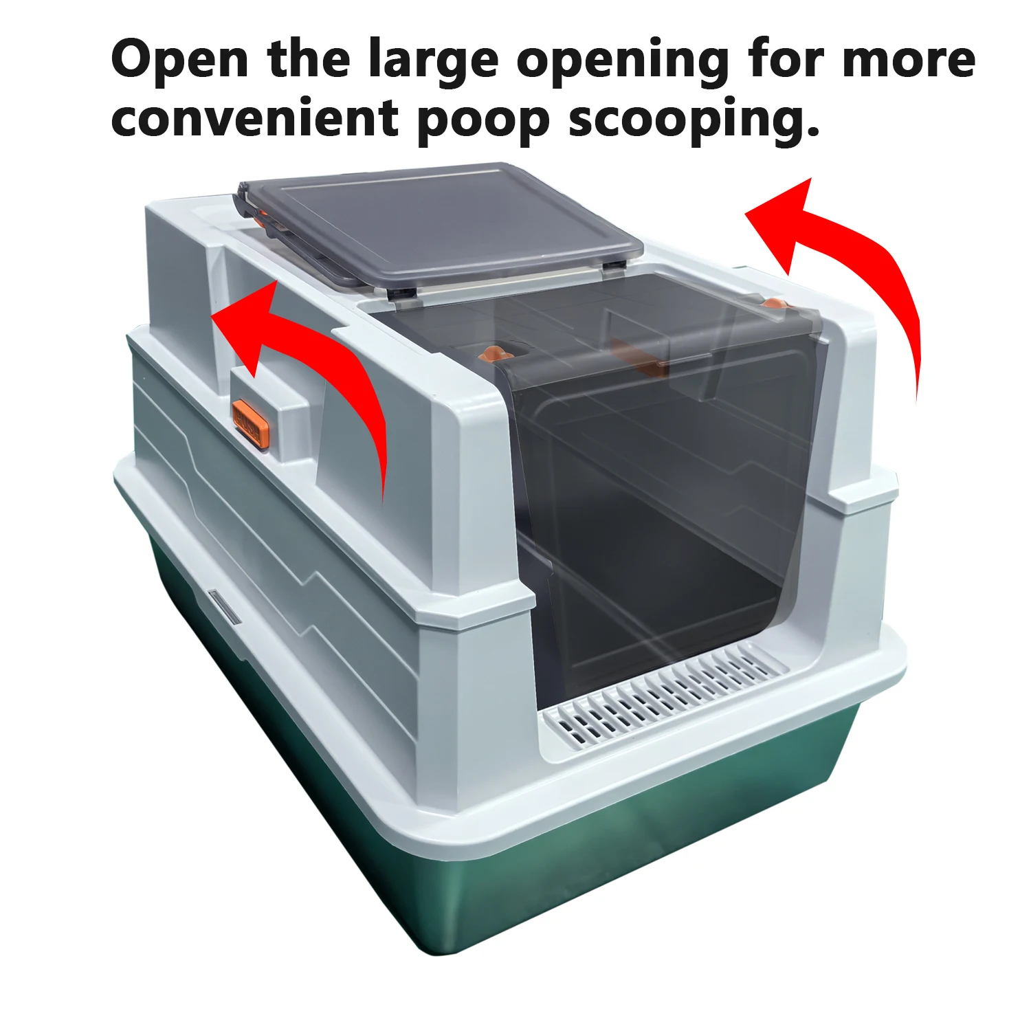 Stainless Steel Litter Box with Lid, Extra-Large Enclosed Kitty Litter Pan, Equipped with Steps and a Litter Scoop