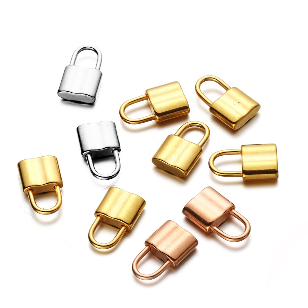 Stainless Steel Mini Padlock Pendants (10Pcs)