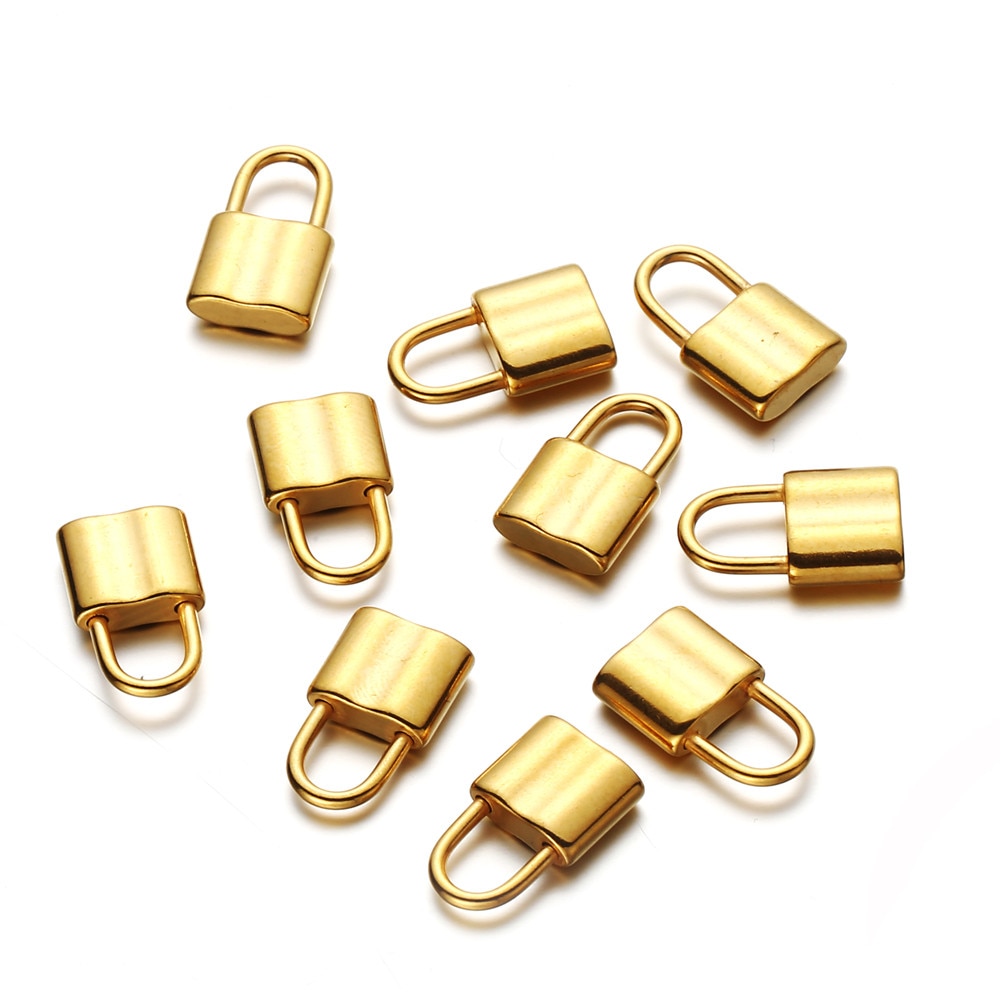 Stainless Steel Mini Padlock Pendants (10Pcs)