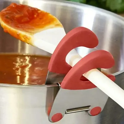 Stainless Steel Pot Spoon Holder, Anti-Scald Silicone Grip Pot Clip Holder For Spoon, Kitchenware Bowl Clip, Cooking