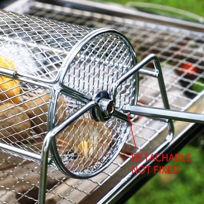 Stainless Steel Rolling BBQ Grill Mesh Basket Grill Rotisserie Basket roll Barbecue cage Roaster Stainless Steel Rolling BBQ Grill Mesh Basket Grill Rotisserie Basket roll Barbecue cage Roaster