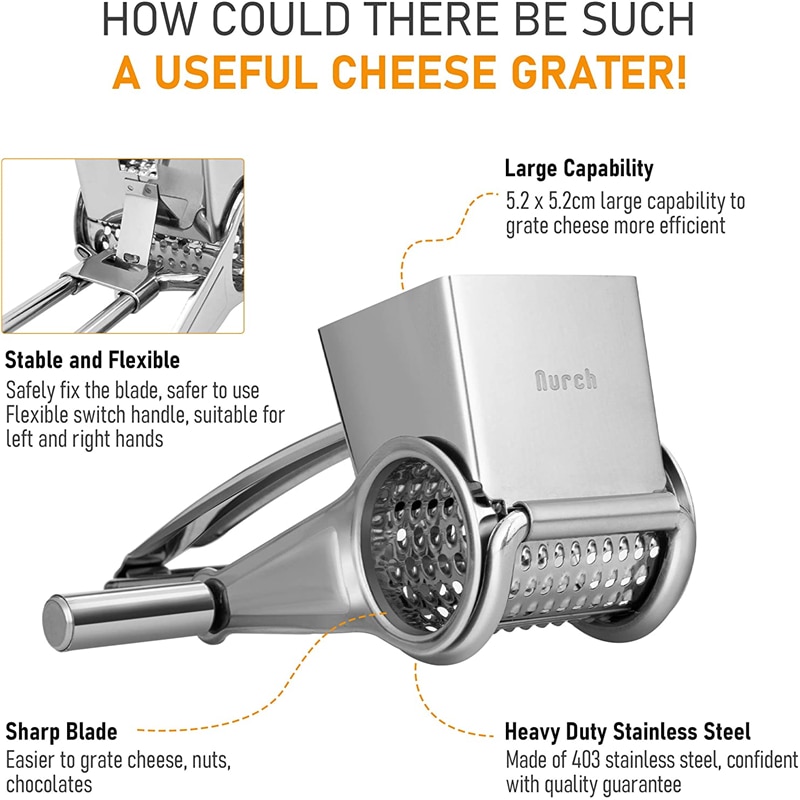 Stainless Steel Rotating Cheese Grater