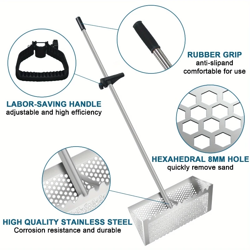Stainless Steel Sand Sieve Foldable Beach Shark Tooth Sieve Field Supplies Beach Spade Digging Anti Corrosion Metal Stainless Steel Sand Sieve Foldable Beach Shark Tooth Sieve Field Supplies Beach Spade Digging Anti Corrosion Metal