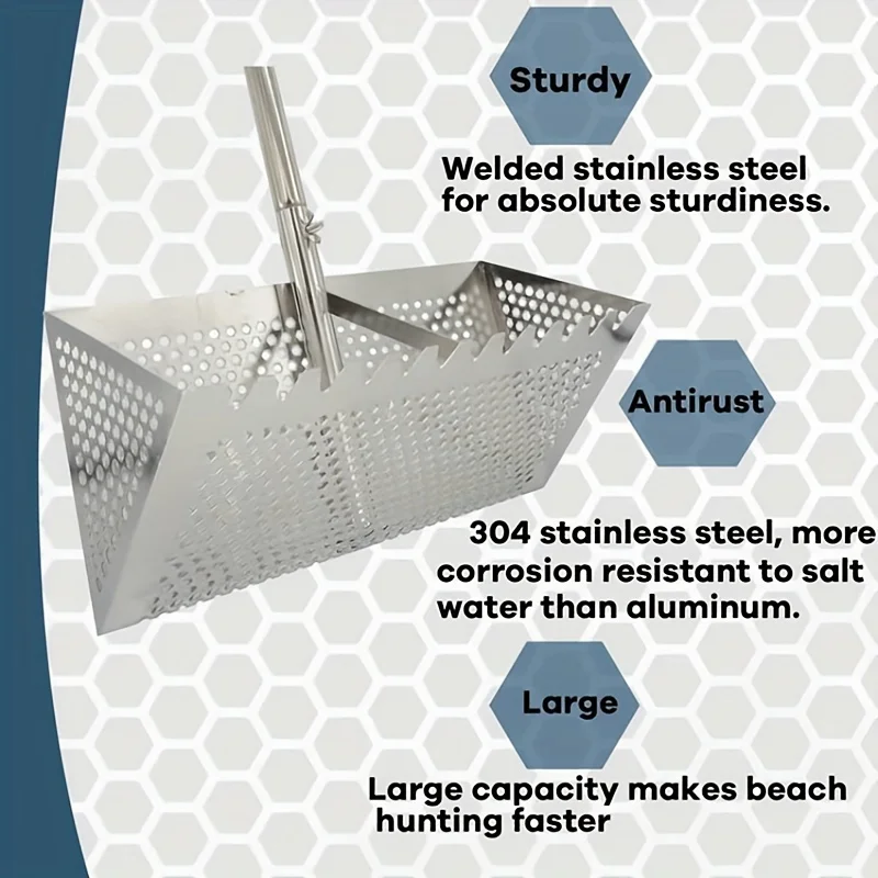Stainless Steel Sand Sieve Foldable Beach Shark Tooth Sieve Field Supplies Beach Spade Digging Anti Corrosion Metal Stainless Steel Sand Sieve Foldable Beach Shark Tooth Sieve Field Supplies Beach Spade Digging Anti Corrosion Metal