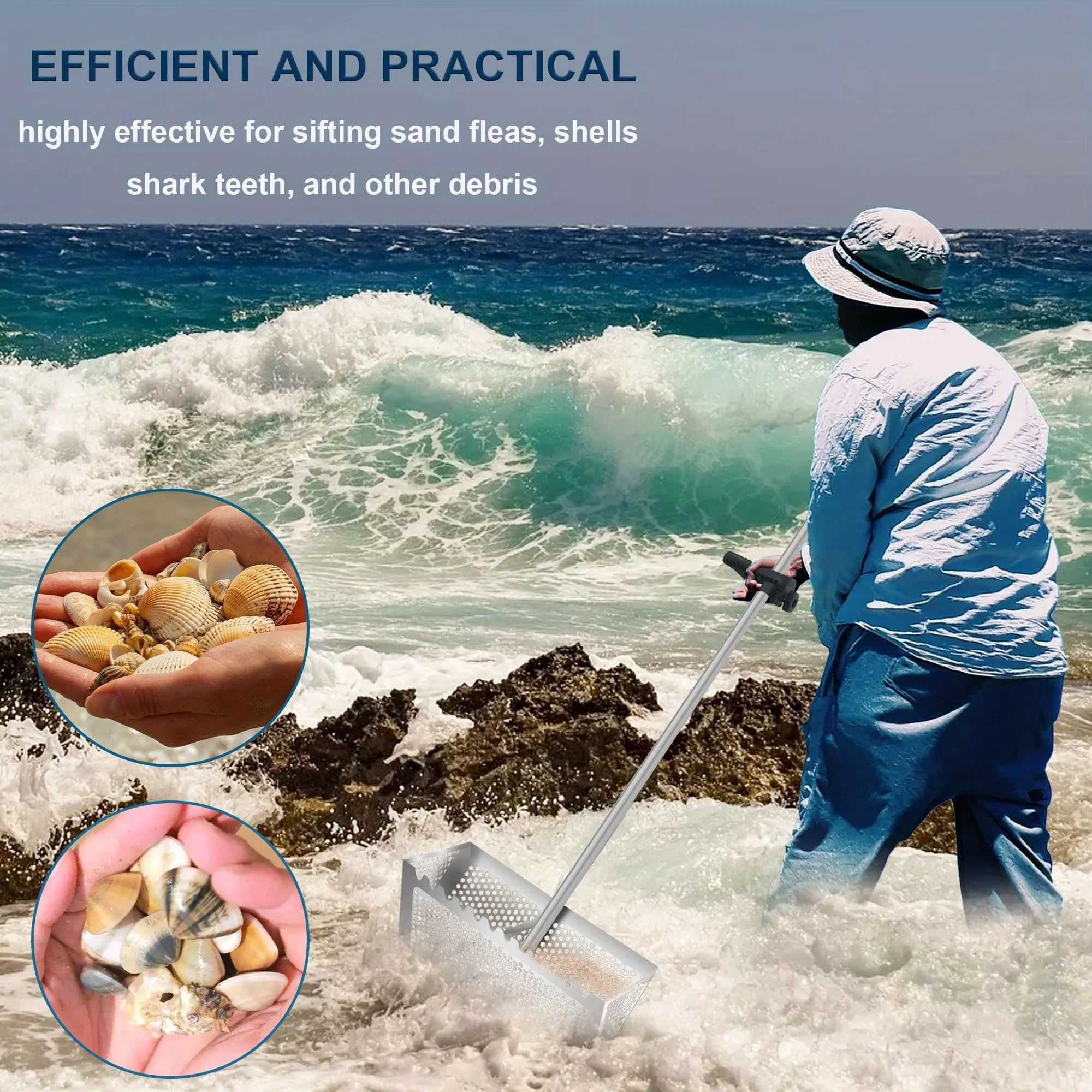 Stainless Steel Sand Sieve Foldable Beach Shark Tooth Sieve Field Supplies Beach Spade Digging Anti Corrosion Metal Stainless Steel Sand Sieve Foldable Beach Shark Tooth Sieve Field Supplies Beach Spade Digging Anti Corrosion Metal
