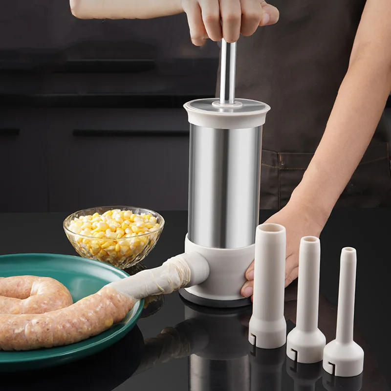 Stainless Steel Sausage Meat Stuffer Horizontal Sausage Maker Homemade Kitchen Meat Sausage Maker Tool Sausage Filler