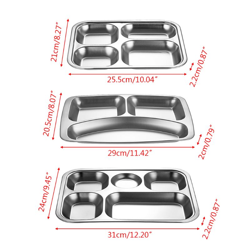 Stainless Steel Sectioned Dinner Plate