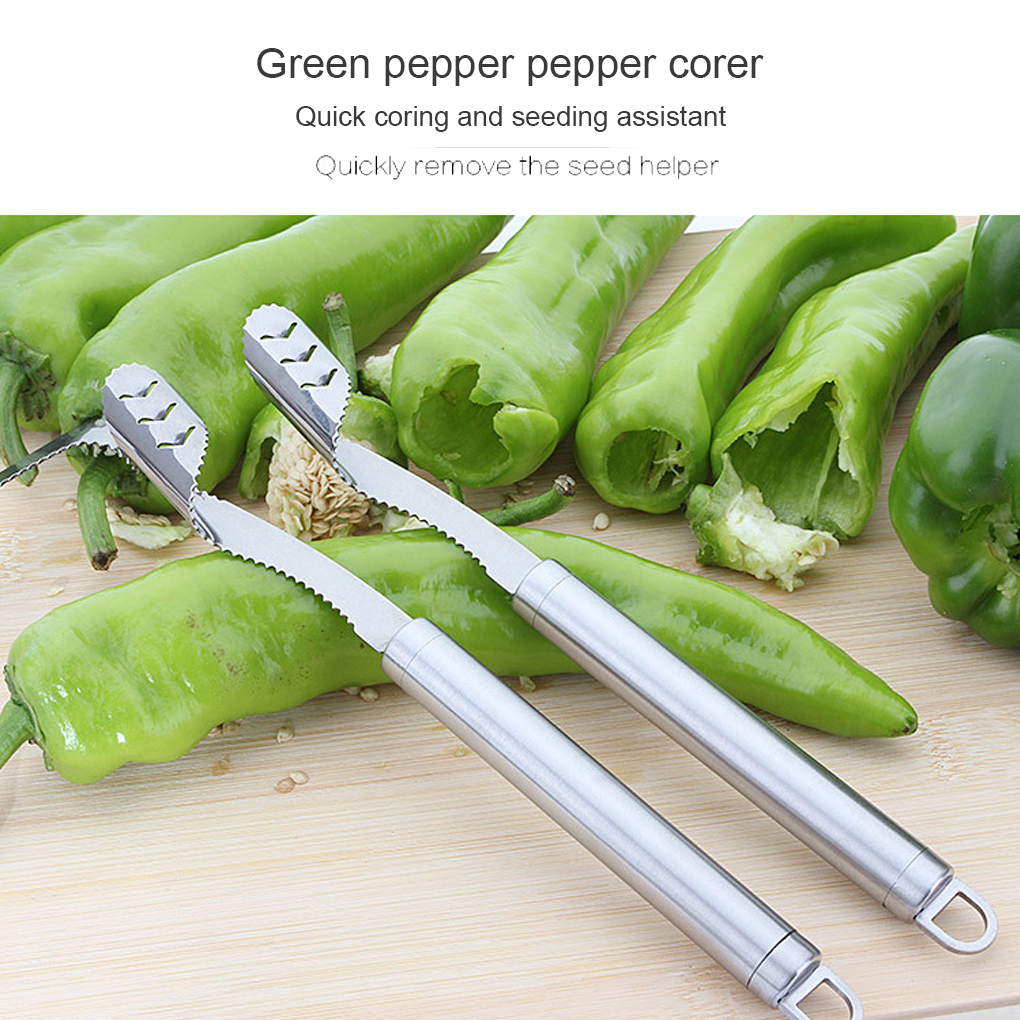 Stainless Steel Serrated Pepper Corer Tool