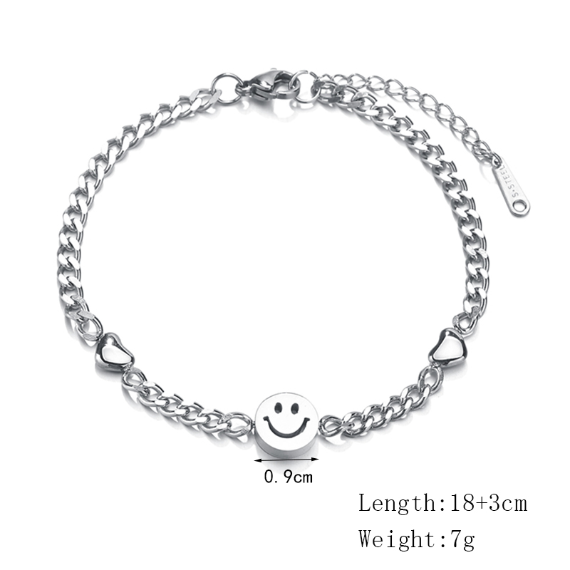 Stainless Steel Smiley Face Bracelet