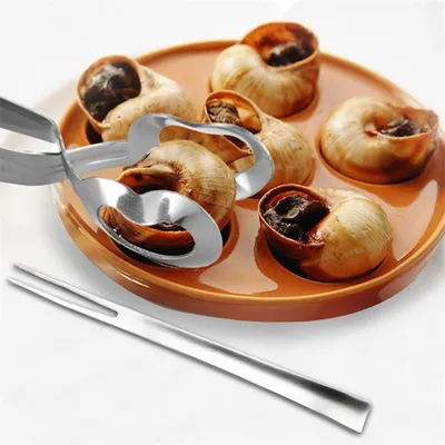 Stainless Steel Snail Tongs with Fork Stainless Steel Snail Tongs with Fork