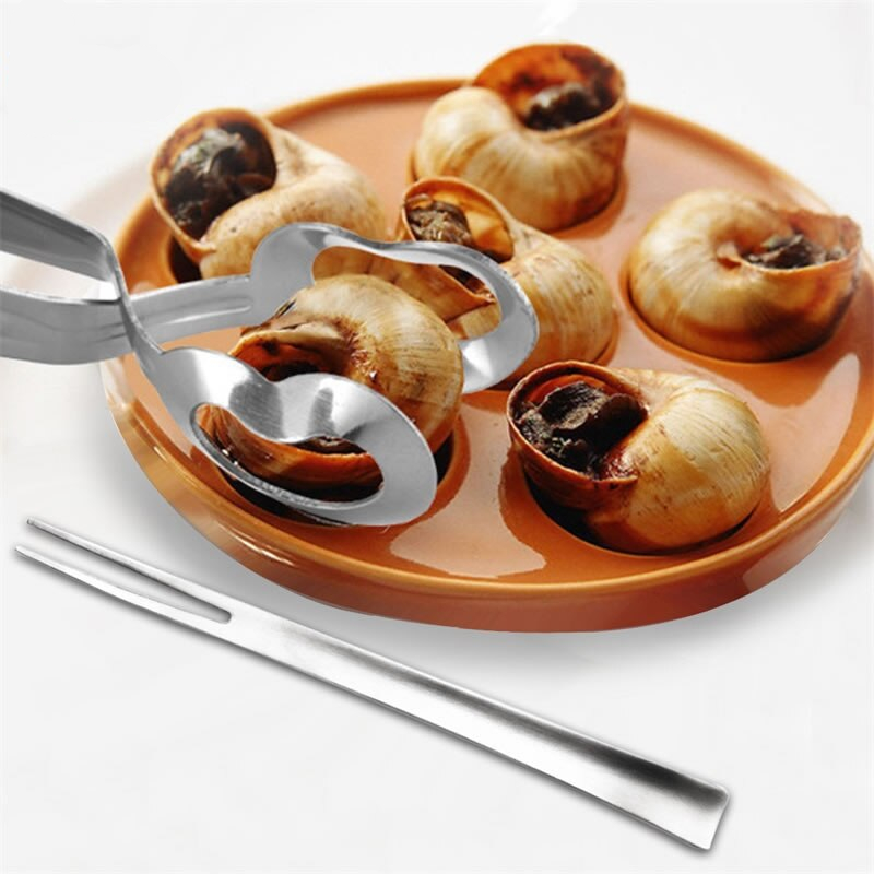 Stainless Steel Snail Tongs with Fork Stainless Steel Snail Tongs with Fork
