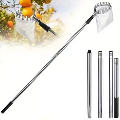 Stainless Steel Splicing Rod Fruit Picker 1.6/2.4/3.2/4M Telescopic Pole High Tree Orchard Picking Tool For Farm Garden Stainless Steel Splicing Rod Fruit Picker 1.6/2.4/3.2/4M Telescopic Pole High Tree Orchard Picking Tool For Farm Garden