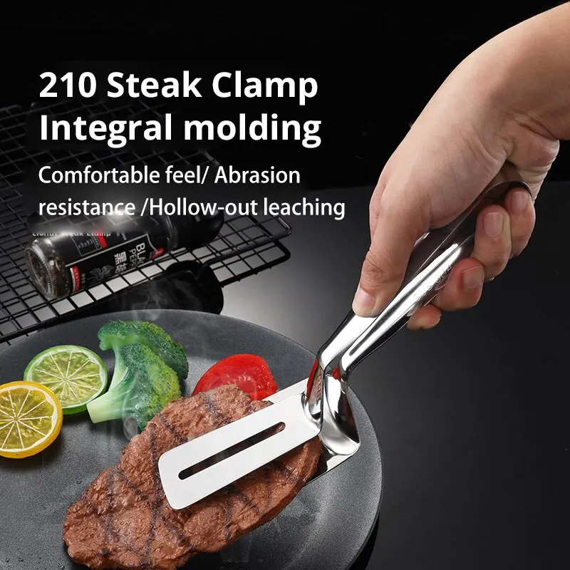 Stainless Steel Steak Clip Pancake Fried Fish Roast Meat Clip Barbecue Pliers Bread Clip