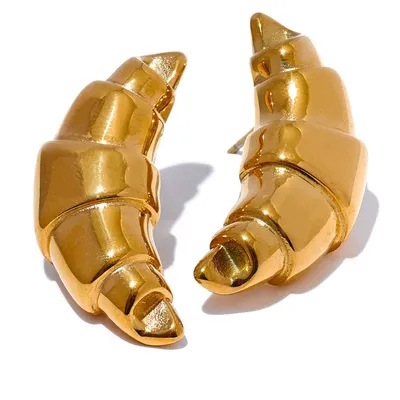 Stainless Steel Stud Croissant Earrings