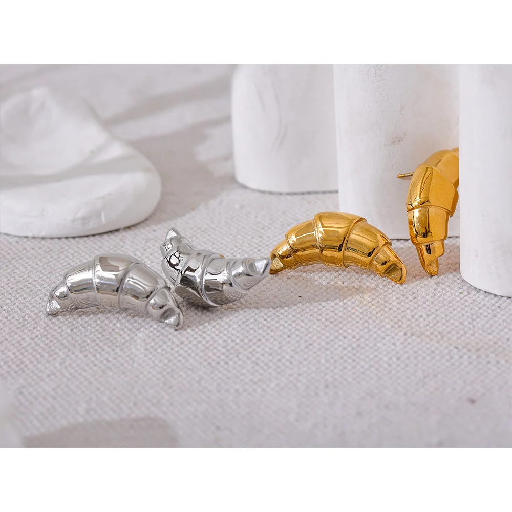 Stainless Steel Stud Croissant Earrings